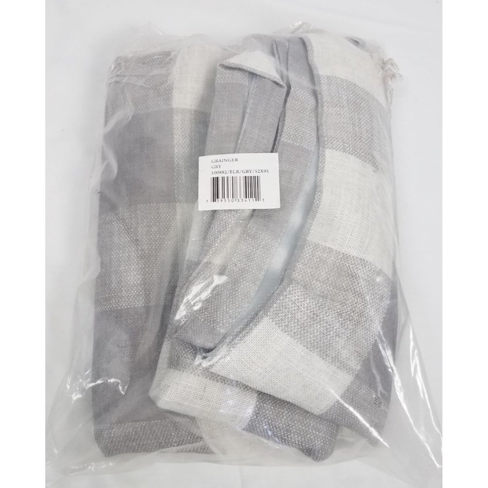 Grainger Grey Linen Buffalo Check 52x95 Blackout Rod/Tab Curtain Panel - Picture 2 of 4